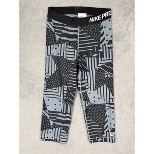 Nike Pro Training Tights Womens Small Black Grey Print Gym Training Workout